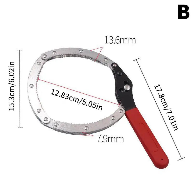 Adjustable Belt Wrench Oil Filter Puller Removal Tool Rubber Strap Spanner Wrench Chain Wrench Strap Opener Disassembly Tools Oasis Select B L Red