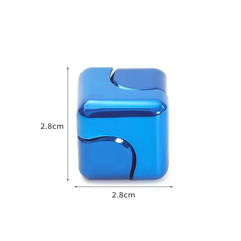 Metal Cube Spinner Fidget Toy Fingertips 3D Puzzle Gyro Gear Sensory Anti Stress Relief Educational Games for Kids Adults Oasis Select Blue