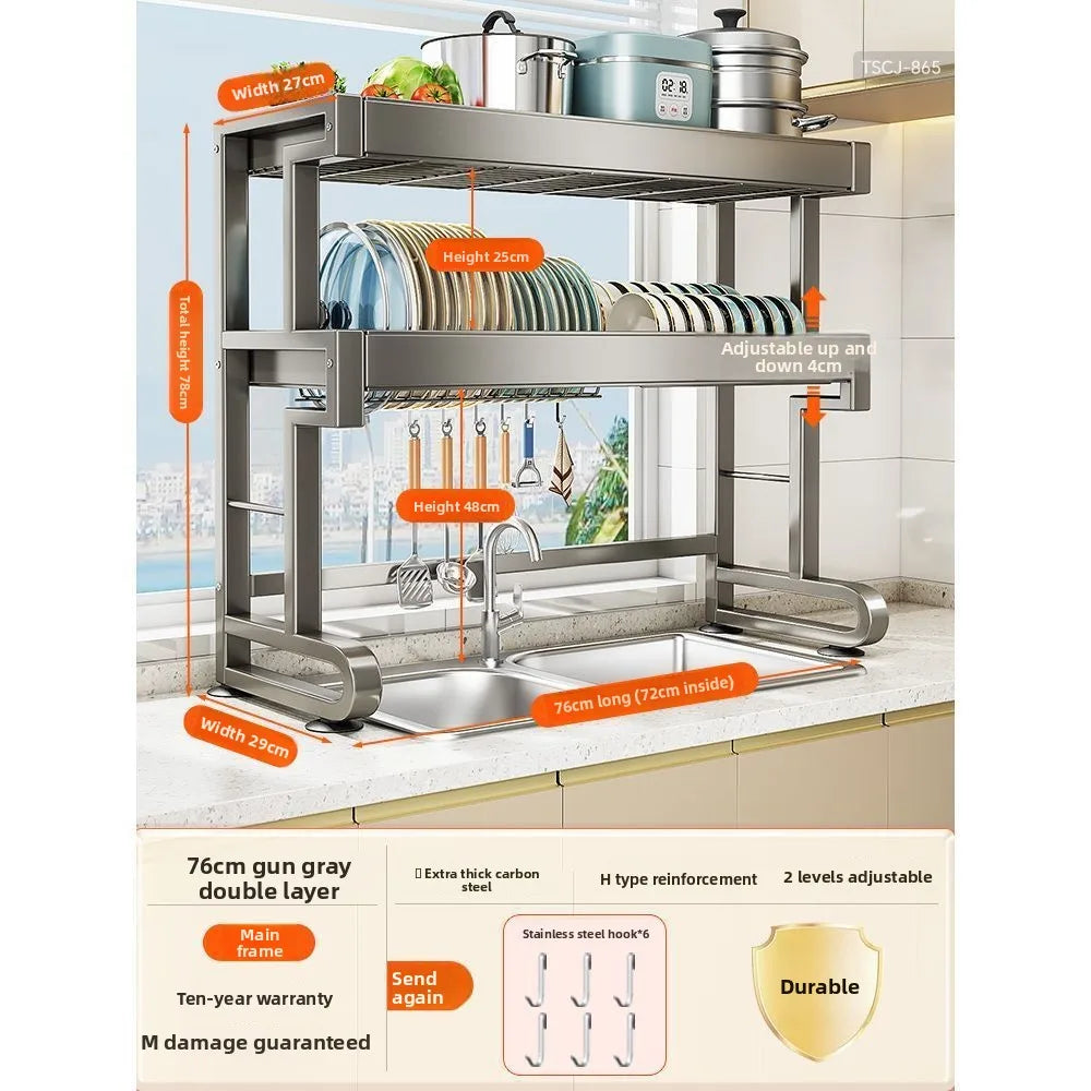 Dish Storage Rack Kitchen Sink Shelf Dish Drain Rack Sink Dish Shelf Oasis Select 66-Double-A