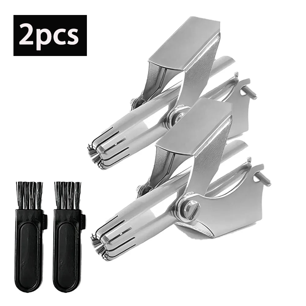 Portable Stainless Steel Nose Hair Trimmer For Men/Women Manual And Washable Ear And Nose Hair Remover Shaver With Precisio Oasis Select 2pcs