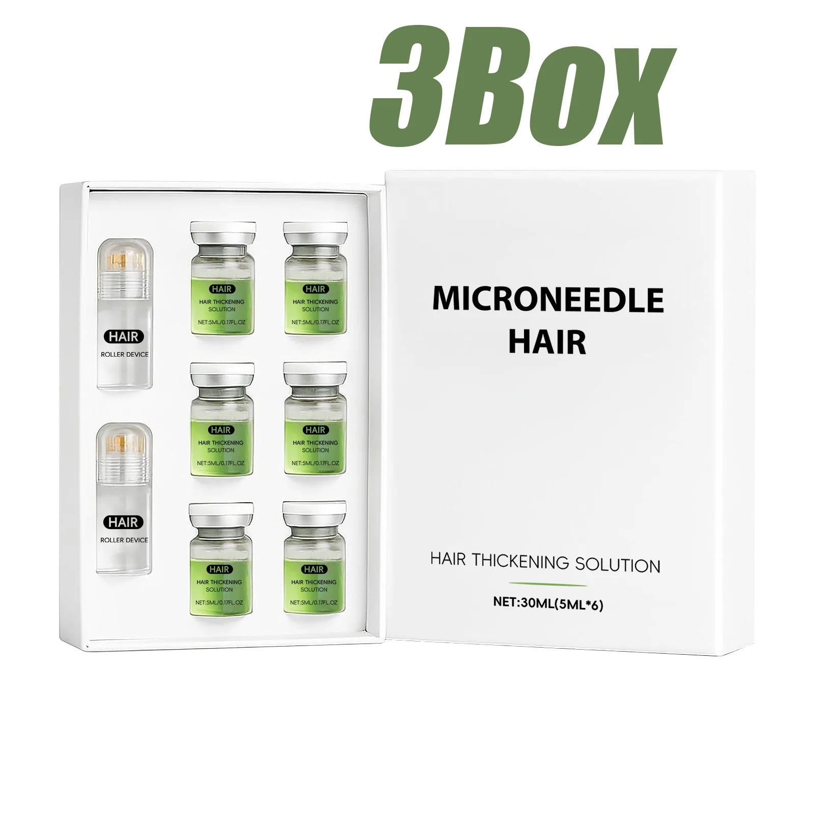 Hair Essential Care Serum Microneedle Roller Set Hair Follicle Care Nourishing Scalp Hair Care Hair Thicken Conditioner Essence Oasis Select 3 Boxed