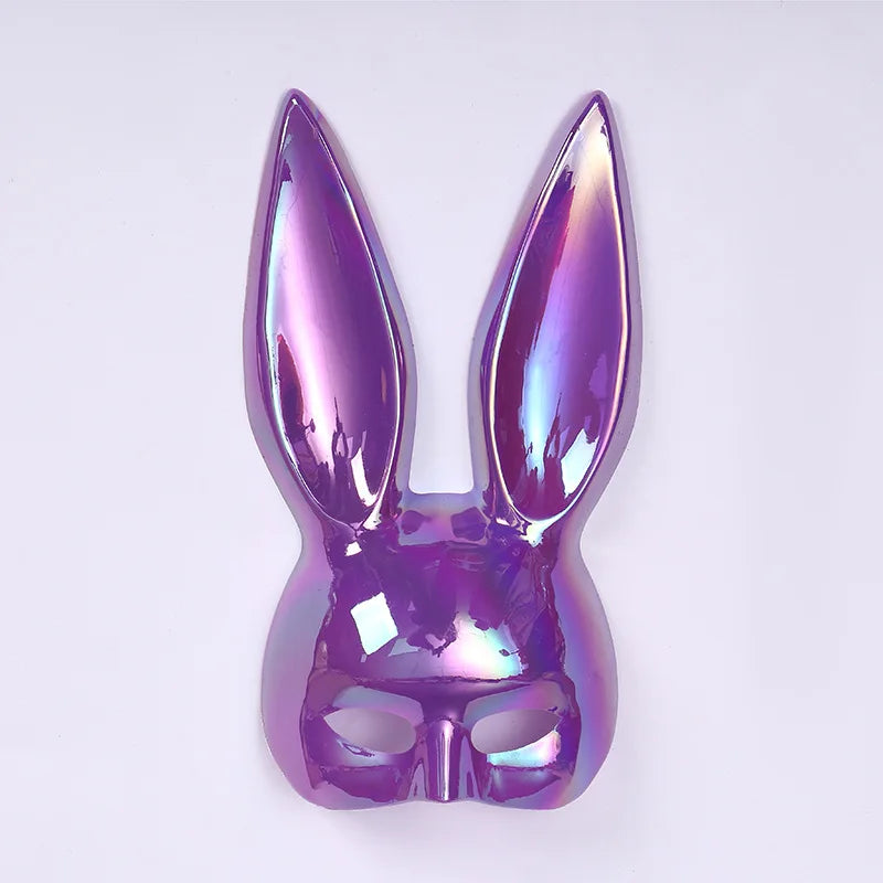 Solid Color Halloween Rabbit Ears Half Mask Bright Matte Bunny Cosplay Party Masquerade Festival Anime Bar Nightclub Accessories Oasis Select purple