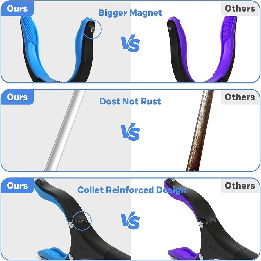 360° Rotatable Trash Picker Foldable Litter Grabber Stick Long Reach Extension Arm Portable Pick Up Tool Outdoor Garden Cleaning Oasis Select