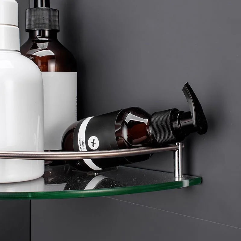 Glass Shelf Bore Bathroom Organizer Triangle Corner Shower Bathroom Organizers Accessories Hardwares Wall Hardware Fixture Home Oasis Select