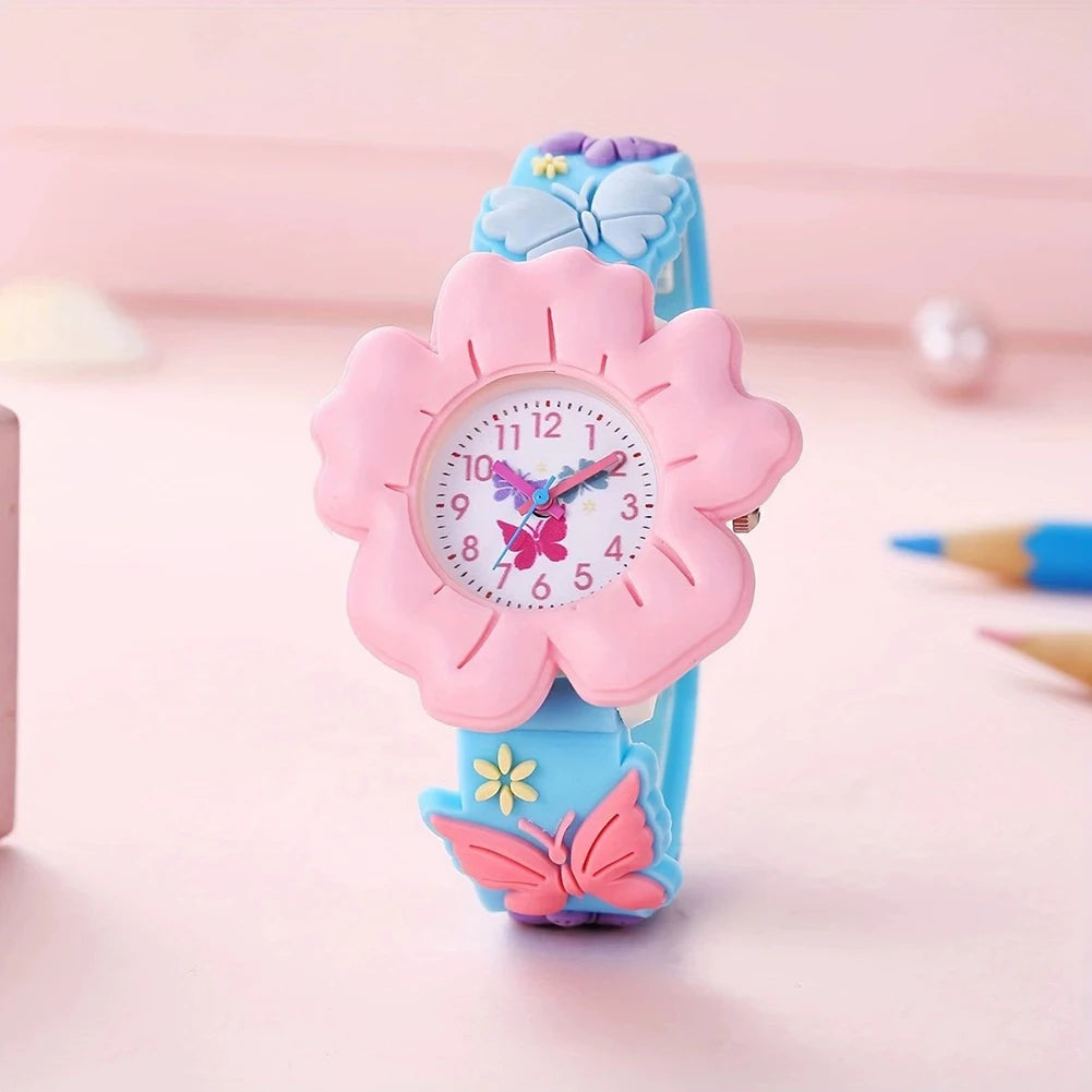 Kids Floral Silicone Watch – Waterproof Girls Quartz Wristwatch