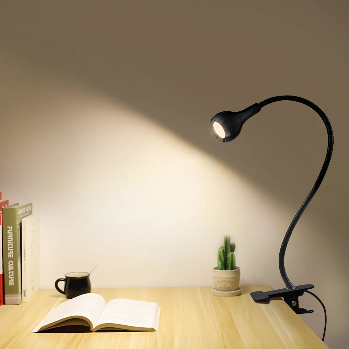 Flexible Table Lamp USB Power Lamp Reading Book Light With Holder Clip Study Reading Lamps Bedside Table Bedroom Decor Nightlamp Oasis Select