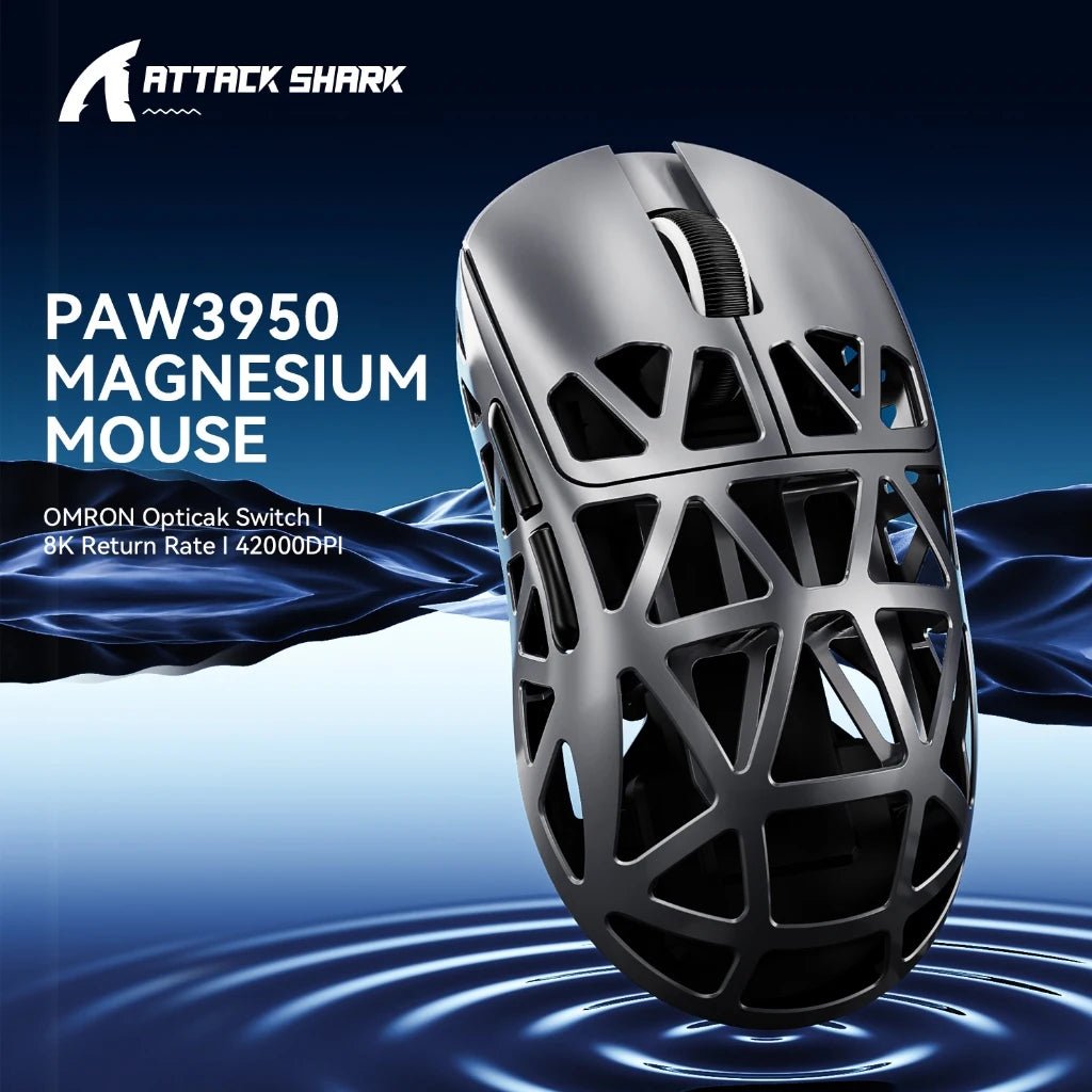 Attack Shark R2/8K Magnesium Gaming Mouse-8000Hz Polling, 48g Ultra Light, Tri-Mode Wireless, PAW3950Max Sensor with R2 Mini Oasis Select