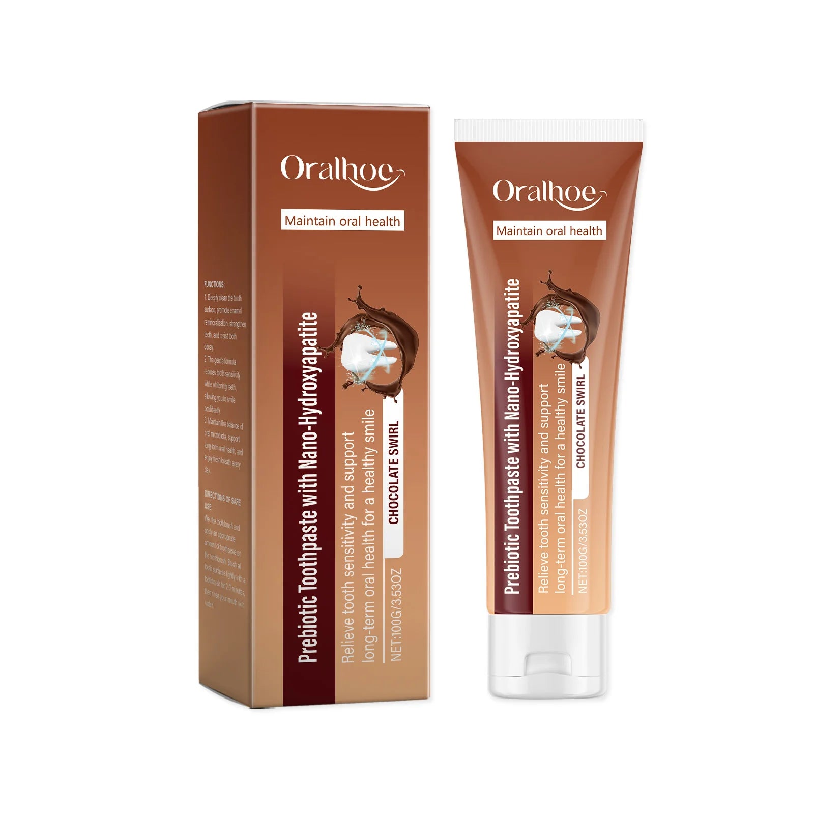 Chocolate Prebiotic Whitening Toothpaste Relieve Tooth Sensitivity Removal Bad Breath Cleaning Long-term Maintain Oral Health Oasis Select 100g boxed