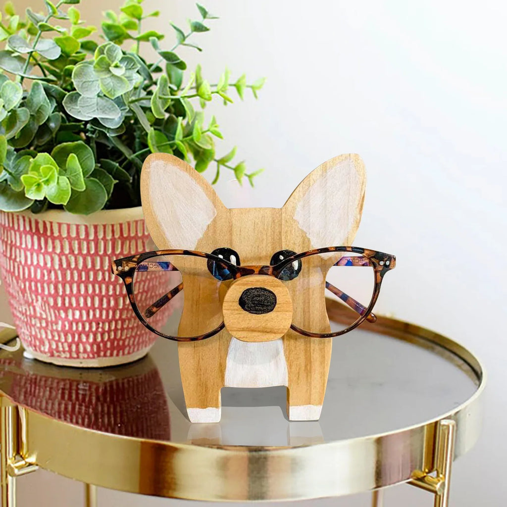 Corgi Dog Glasses Stand Christmas Gift Handmade Wooden Spectacle Holder Cute Pet Eyeglass Display Ornaments Oasis Select