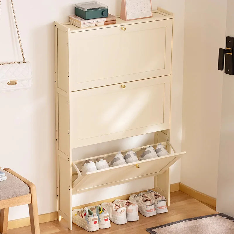 Ultra-thin shoe cabinet 17cm household door economical simple modern storage cabinet narrow large capacity tipping bucket Oasis Select