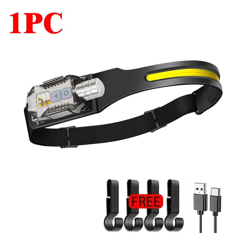 USB Rechargeable COB LED Sensor Headlamp | IP65 Waterproof