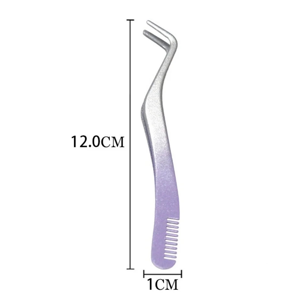 Stainless Steel Eyelash Tweezers with Comb | Lash Tool