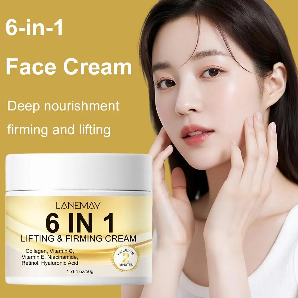 6 In 1 Collagen Face Cream Retinol Vitamin C Lifting Firming Facial Moisturizer Dark Spot Remover Whitening Brightening Skin Car Oasis Select