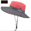 Women's Dual-Tone Sun Hat with Ponytail Hole - Breathable Mesh Waterproof Wide Brim for Beach & Fishing for Spring, Summer Oasis Select Red