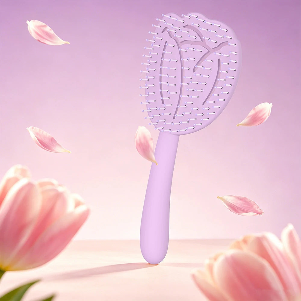 Tulip Hollow Scalp Massage Brush – Detangling Anti-Static Comb Scalp Massage Brush Oasis Select M23-y-purple-04