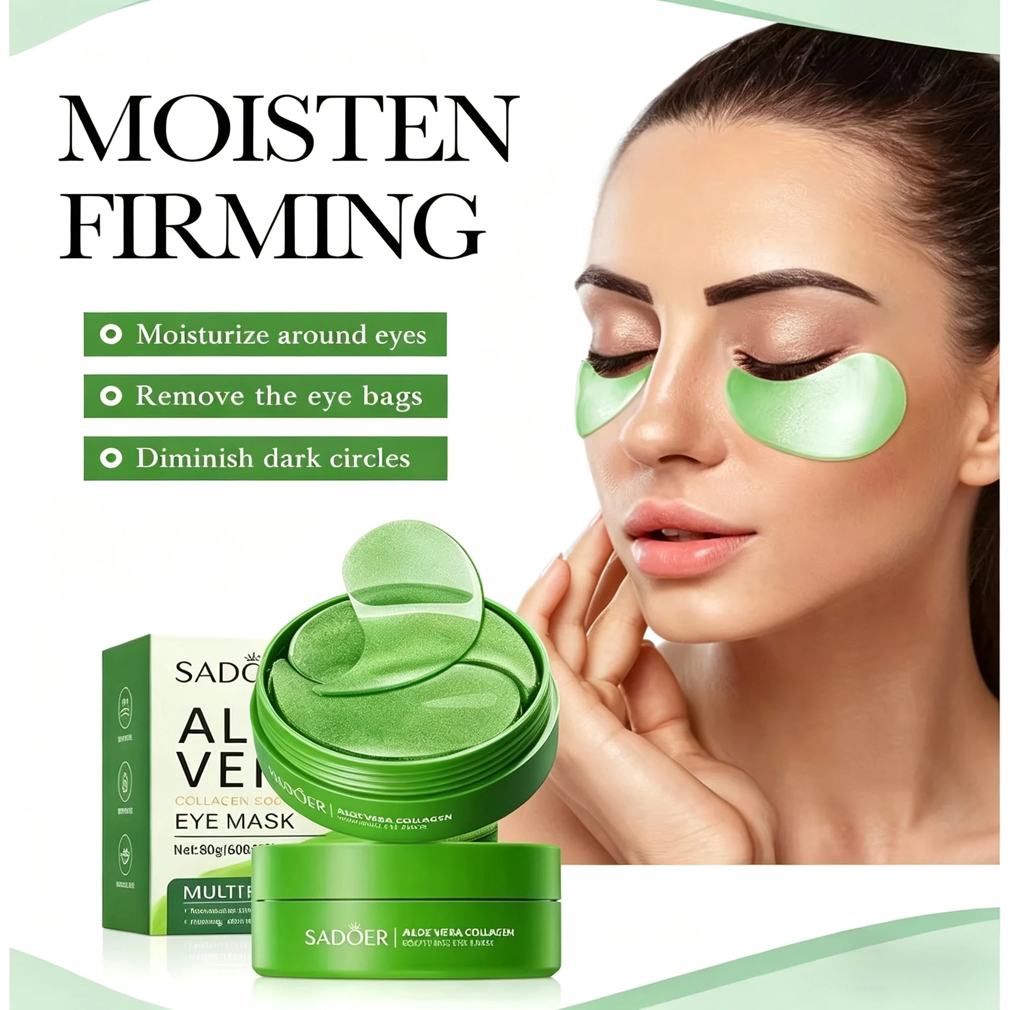 60 Pieces of Aloe Vera Collagen Eye Mask Moisturizing Firming , Bright and Transparent Eye Mask Patches, Suitable for All Skin Oasis Select Default Title
