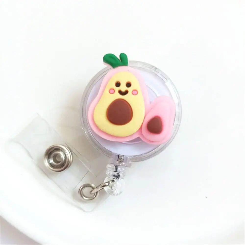 New Cute Silicone Fruits Avocado Retractable Pull Badge Reel ID Lanyard Name Tag Card Badge Holder Reels Oasis Select 5