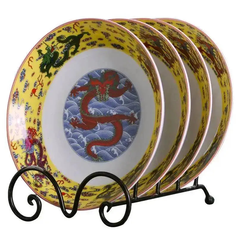 Ceramic Dragon Dish Chinese Bone Porcelain Deep Flat Dish Slag Dish Oasis Select