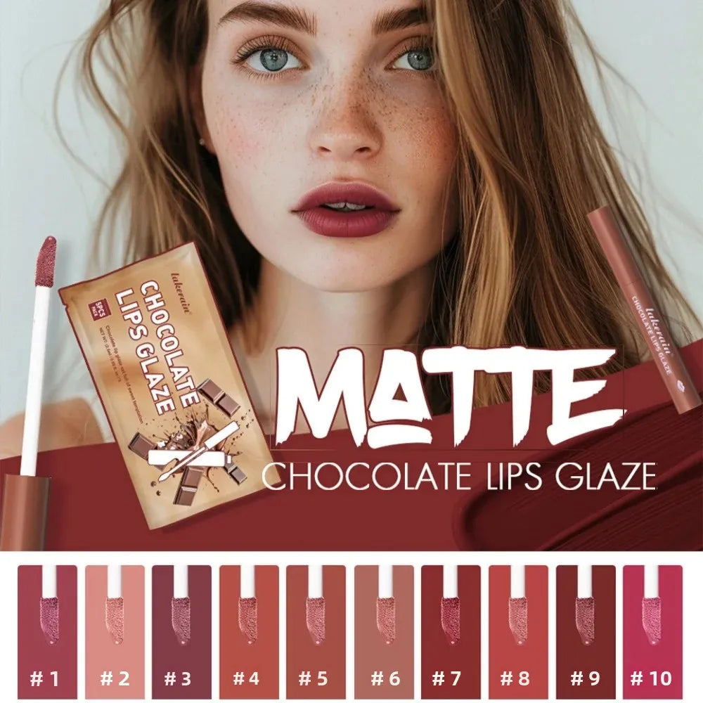 Velvet Matte Lip Glaze Waterproof Long Lasting Non Sticky Chocolate Lip Gloss Set Oasis Select