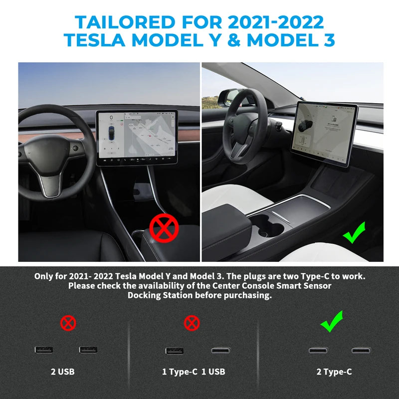 For Tesla Model 3 Y 2021 2022 27W Quick Charger USB Shunt Hub Intelligent Docking Station Car Adapter Powered Splitter Extension Oasis Select
