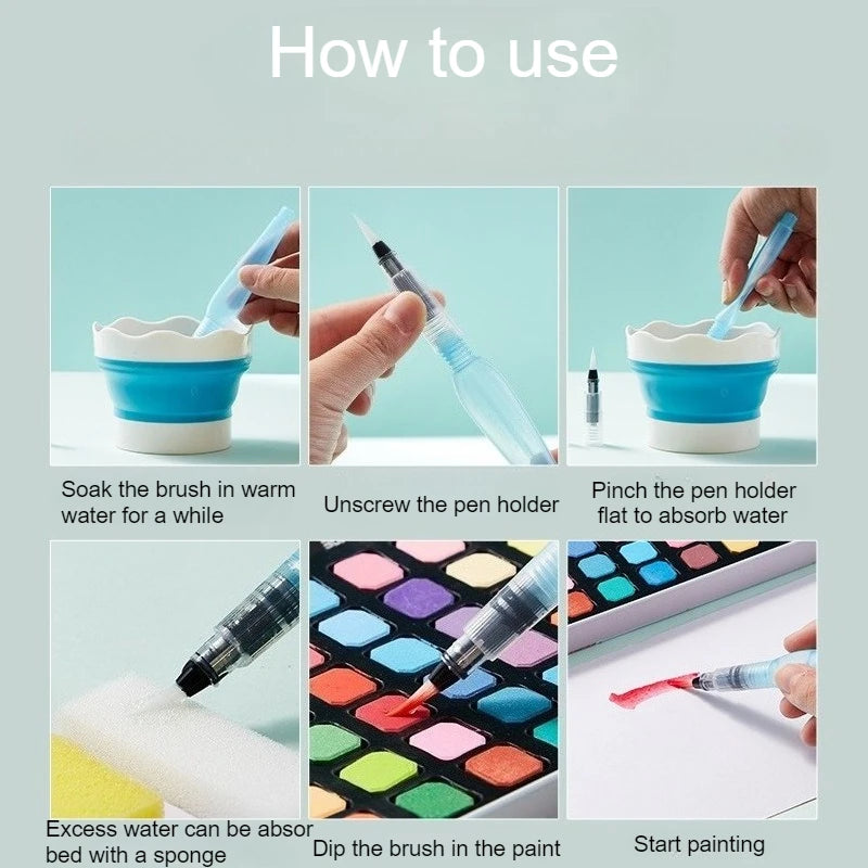 1Pc Fountain Pen for Painting Solid Pigments Paint Brush Watercolor Brush Pen Painting Brushes Water Storage Pen Art Supplies Oasis Select