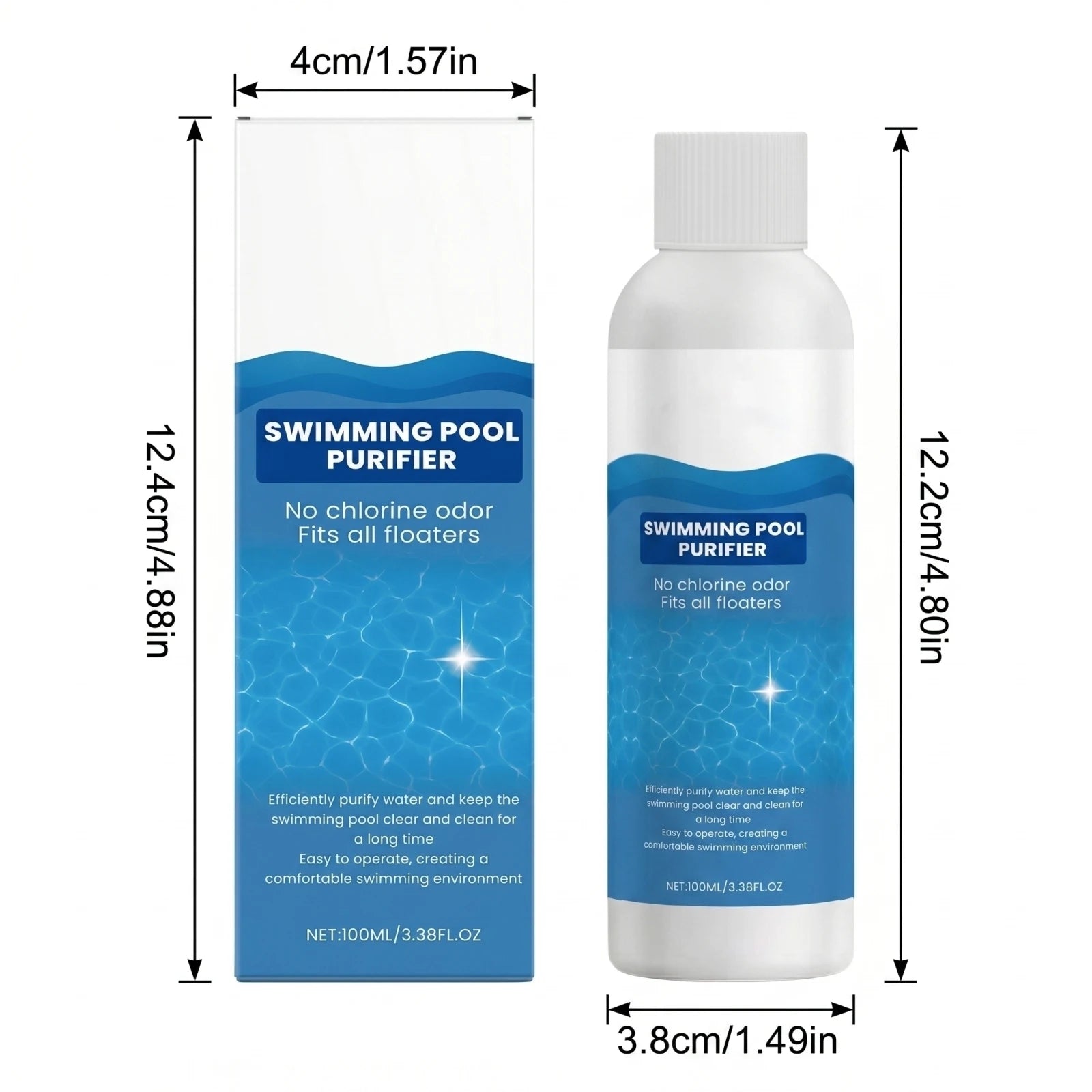 100ml Pool Purifier Liquid – Clarify Water & Remove Odors Fast Pool Water Clarifier Oasis Select as shown