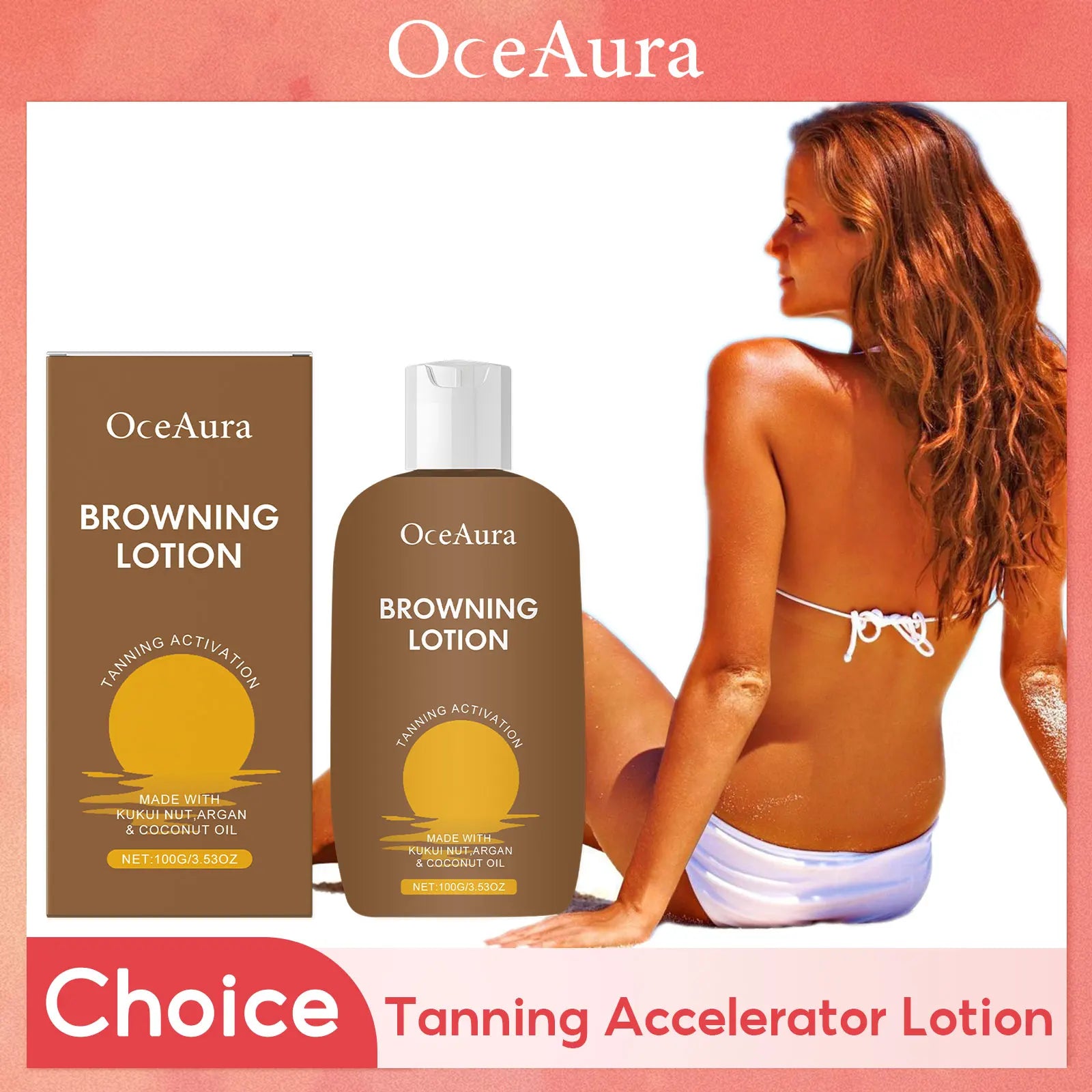 Oceaura Tanning Lotion Body Facial Sunless Self Tanner Skin Coloring Blackening Sun Block Isolation Lightweight Fake Tan Cream Oasis Select 100g BOXED