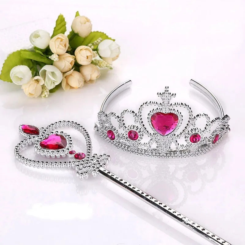 2Pcs Sweet Princess Tiara Crown Headband for Girls, Rapunzel Elsa Cosplay Hair Jewelry with Magic Tights Party Gift Accessories Oasis Select