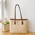 Large Capacity Women's Commuting Tote Bag PU Leather Shoulder Bag for Everyday Activities Oasis Select Beige