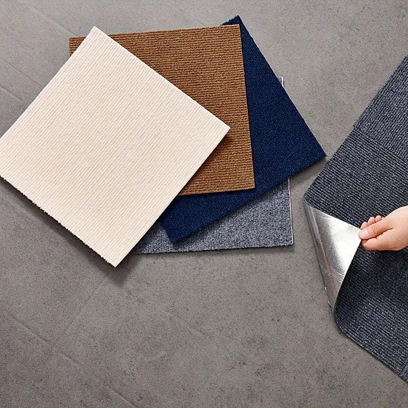 Multi-piece 30x30cm DIY Modern Rug Self-adhesive and Anti-slip Full Coverage Mat for Bedroom Study and Office - Cut to Size. Oasis Select