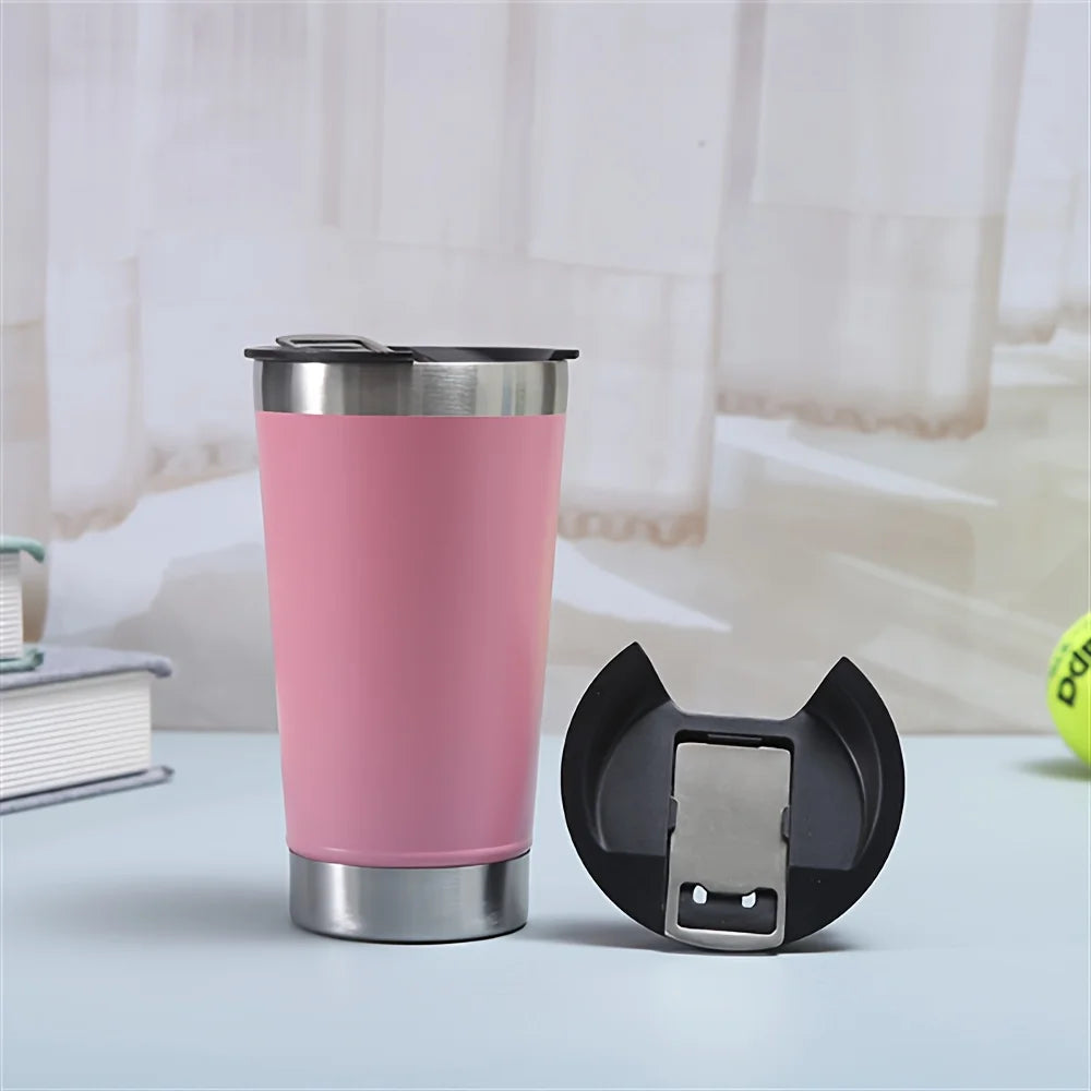 8pcs lusella Tumbler 16oz Stainless Steel Beer Mug, Double Wall Vacuum Insulated Tumbler, Cup Lid with Bottle Opener, Keeps Oasis Select Khaki