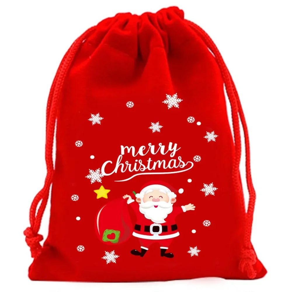 Christmas Velvet Drawstring Gift Bags | Candy & Jewelry Pouches