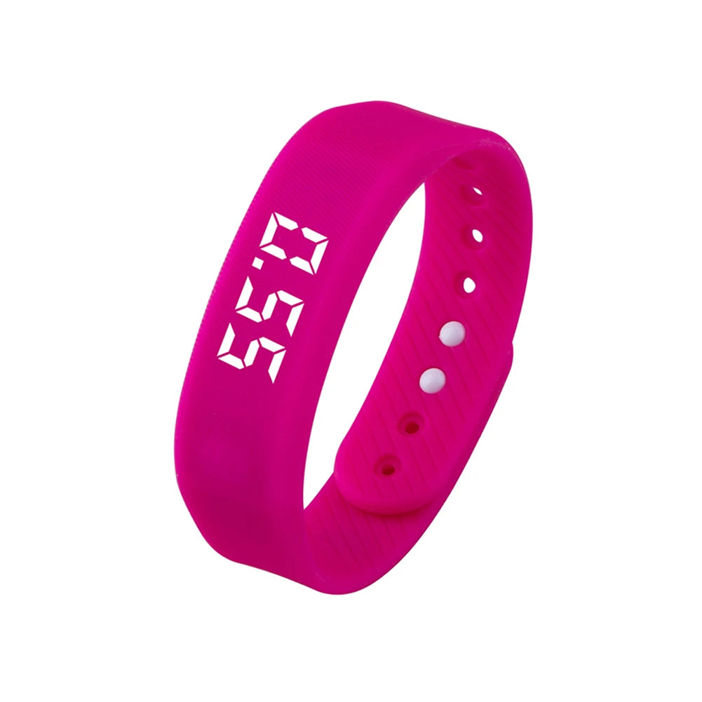 LED Digital Smart Wristbands Waterproof Smart Clock Smartband With Running Pedometer Monitor Smart Band Vibration Alarm Reminder Oasis Select Pink