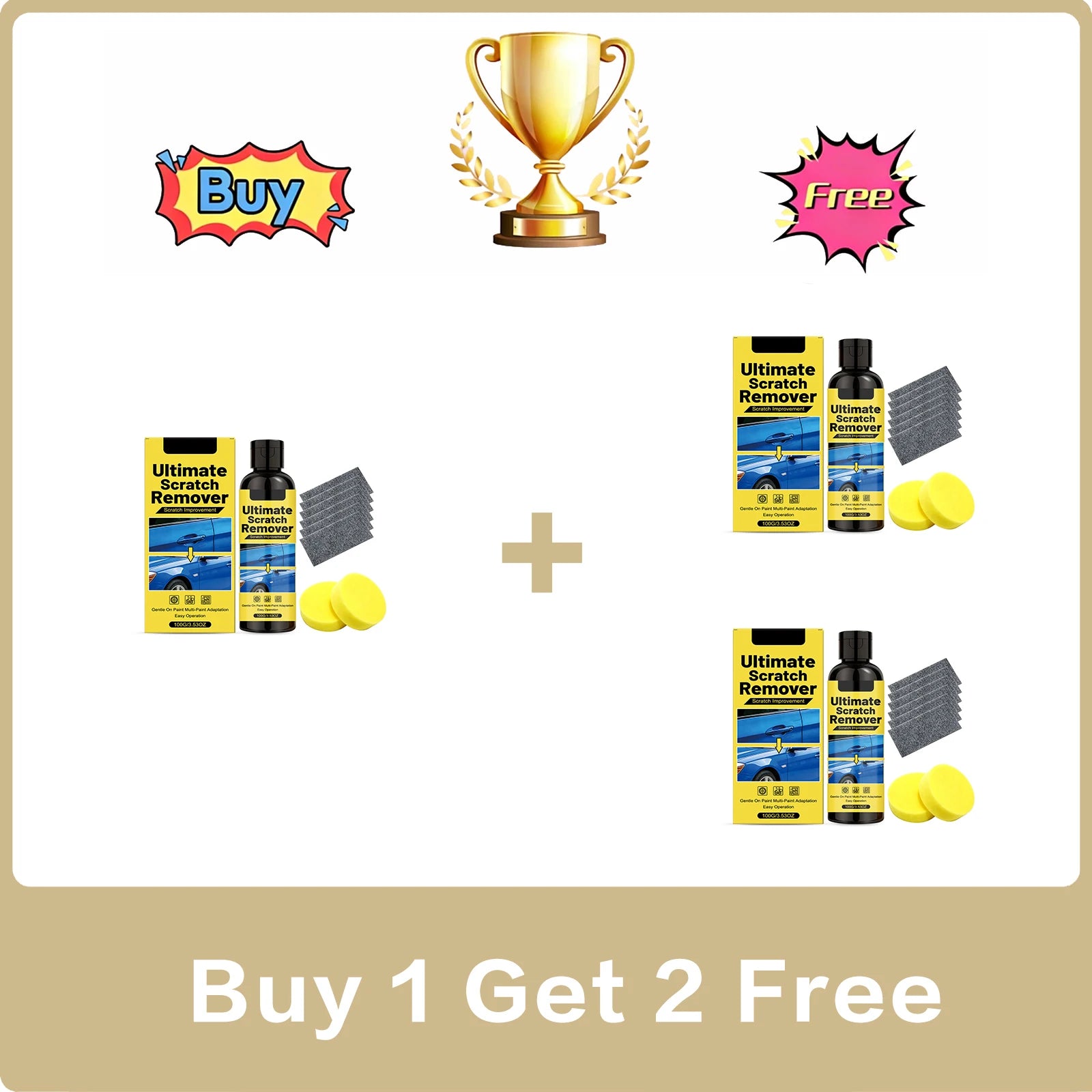 Car Scratch Repair Kit Fix Scratches Restore Paint Shine Auto Body Care Remove Scuffs Restore Gloss Car Detailing DIY Repair Oasis Select 3 Kit