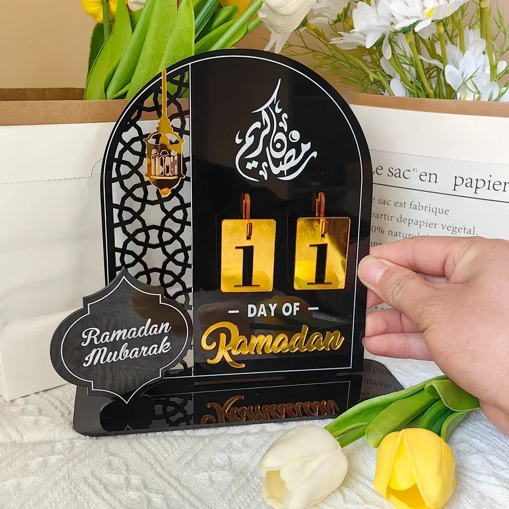 Acrylic Ramadan Countdown Calendar Gifts Day of Ramadan Calendar with Replacing Number 2025 Eid Mubarak Home Decoration Ornament Oasis Select