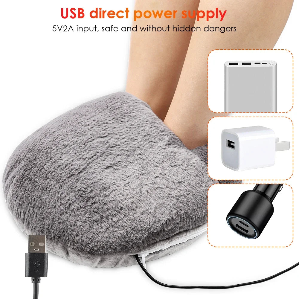 USB Electric Foot Warmer Pad – Plush Heated Mat for Desk & Home