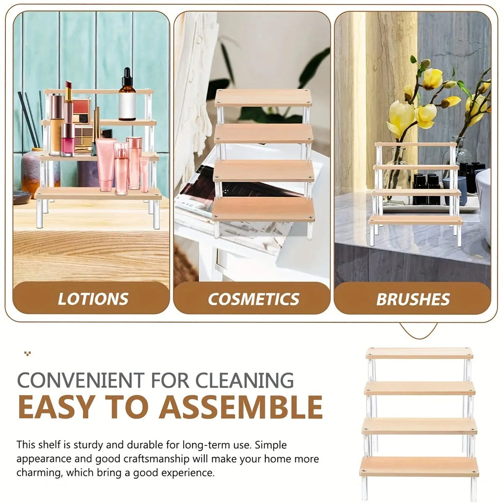 Wooden Transparent Display Rack, Perfume Storage Rack, Multi-Functional Decoration Rack, Used for Cosmetics, Nail Polish, Dolls Oasis Select