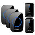 CACAZI A06 DC battery-operated Wireless Waterproof Doorbell 300M Remote 36 chimes Cordless Home Cordless Call Bell Oasis Select black2x3