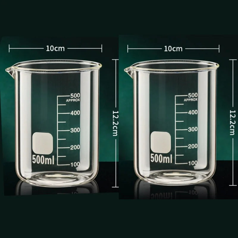 50/1000ML 2PCS Glass Measuring Cup Durable Clear Scale Jugs Heat-resisting Laboratory Beaker Kitchen Baking Liquid Container Oasis Select 500ml 2pcs 50-1000ml