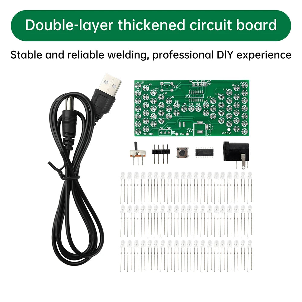 DC5V Electronic Hourglass DIY Kit with LED Light Double-layer PCB Board DIY Soldering Assembly Parts with DC Power Cord Oasis Select
