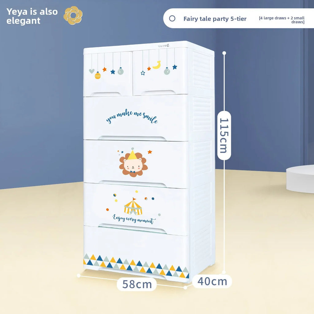 Baby clothes storage cabinet Household double door children's wardrobe Plastic baby toys clothing drawer storage cabinet Oasis Select Increase 5 layers B