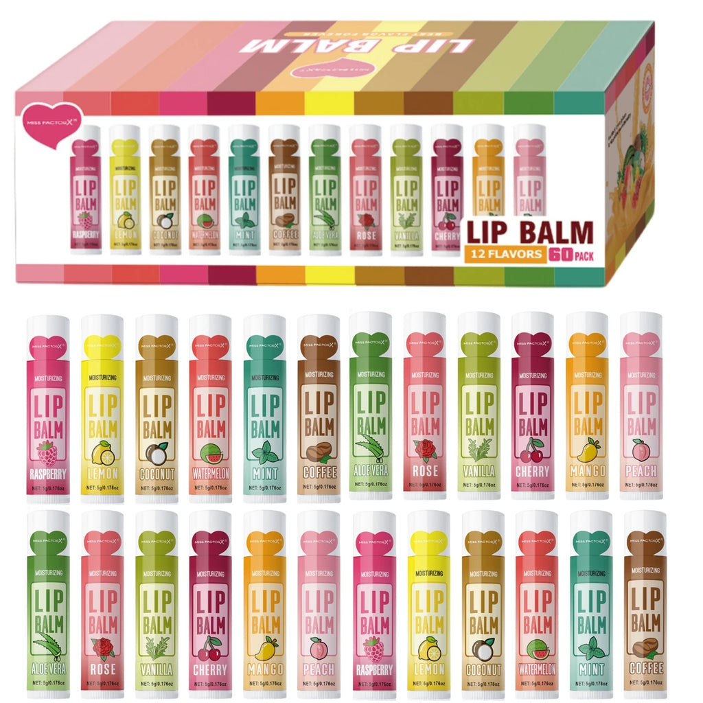 60PCS Moisturizing Lip Balm set 5g Deep Moisturizing and brightening Lip Color Gift for holiday parties Oasis Select 60PCS Lip Balm set