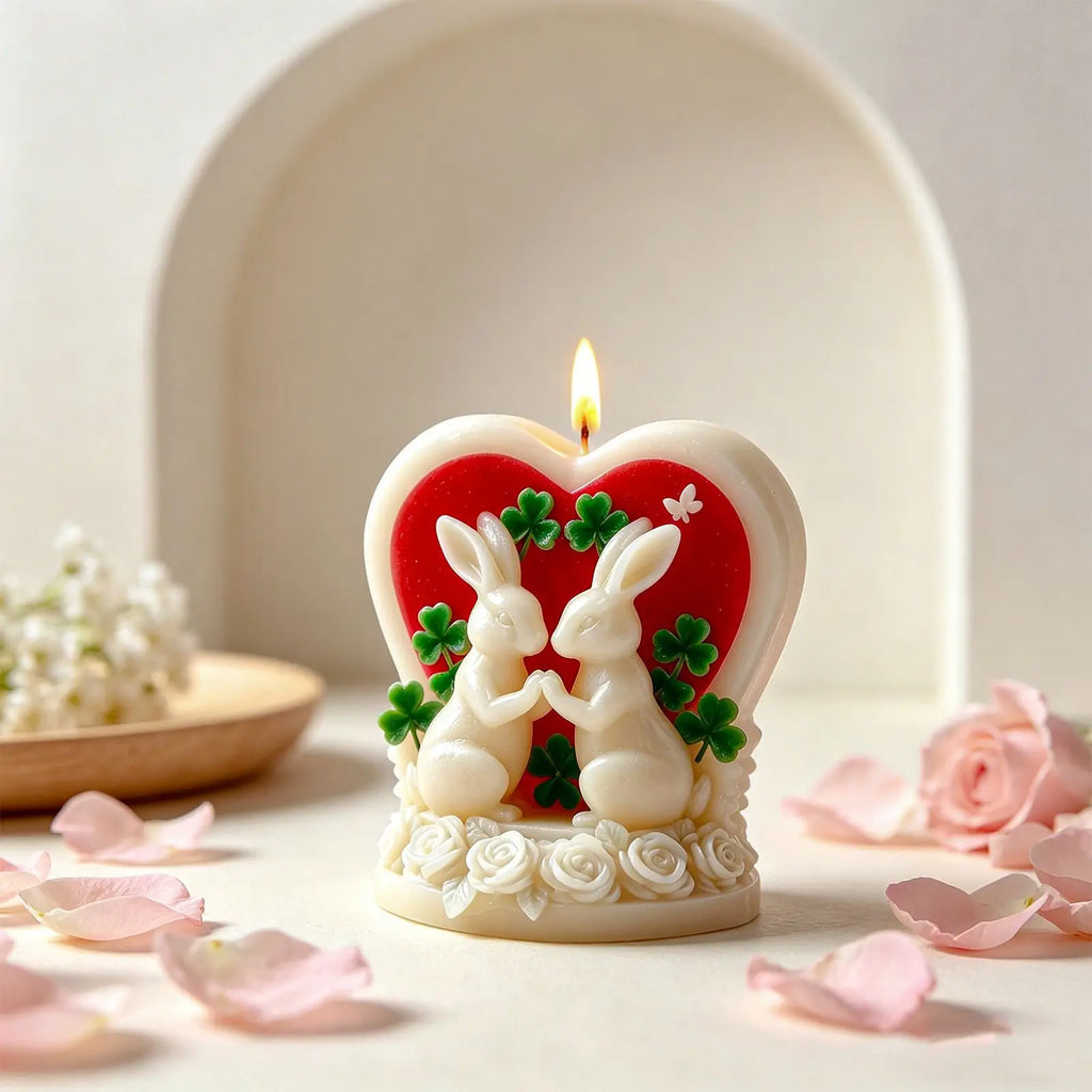 3d Rabbit Mold Silicone Love Rabbit Silicone Mold Candle Decoration Mold Three-Dimensional For Epoxy Molding Diy Projects Home Oasis Select