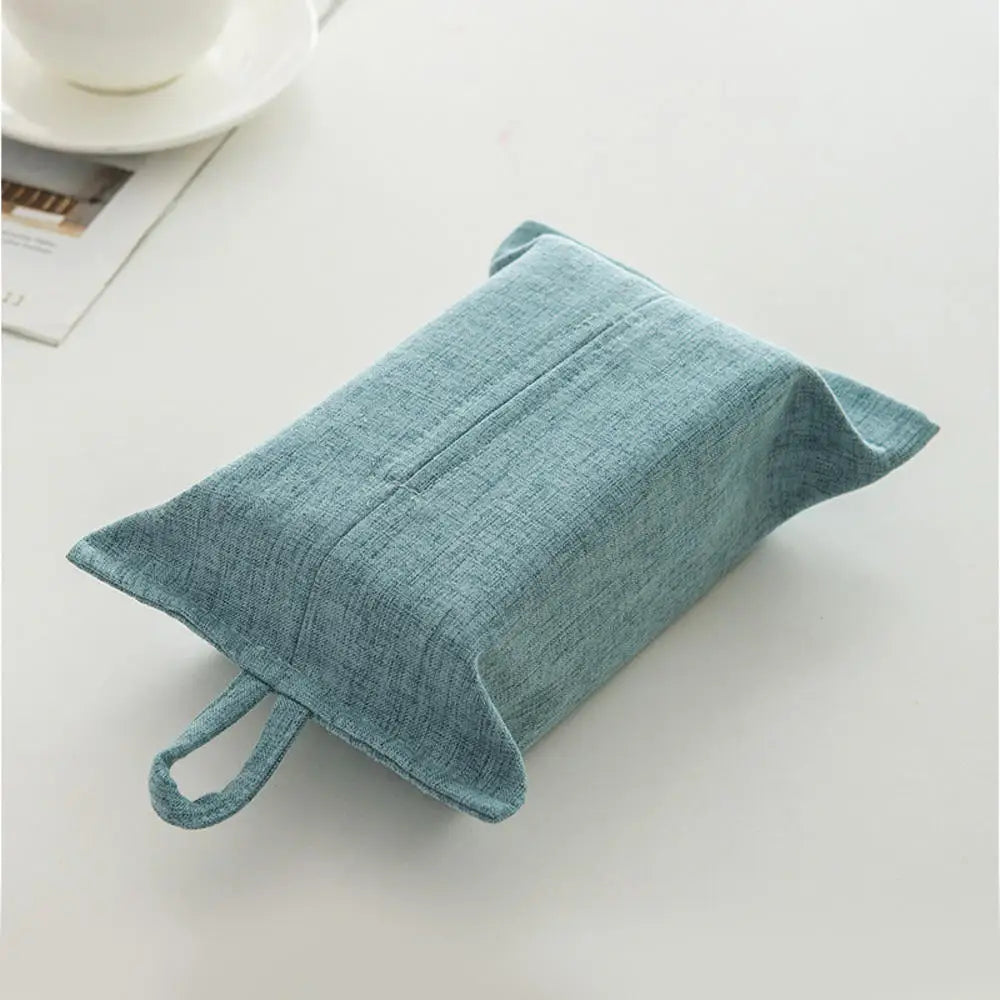 Japanese Style Hanging Napkin Holder Cover Cosmetic Box Case Canvas Cloth Tissue Box Pouch Organizer Home Office Car Accessories Oasis Select Sky blue