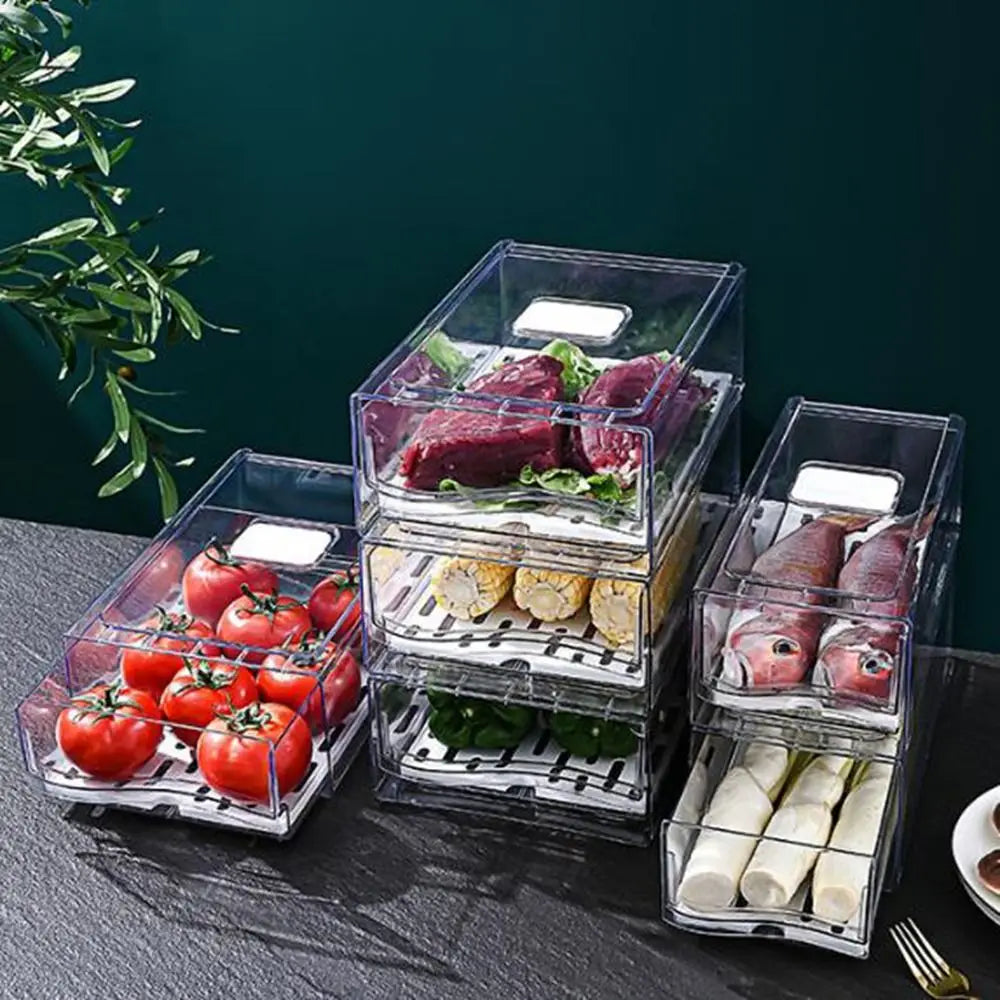 Stackable Refrigerator Drawer Storage Box – Transparent Large