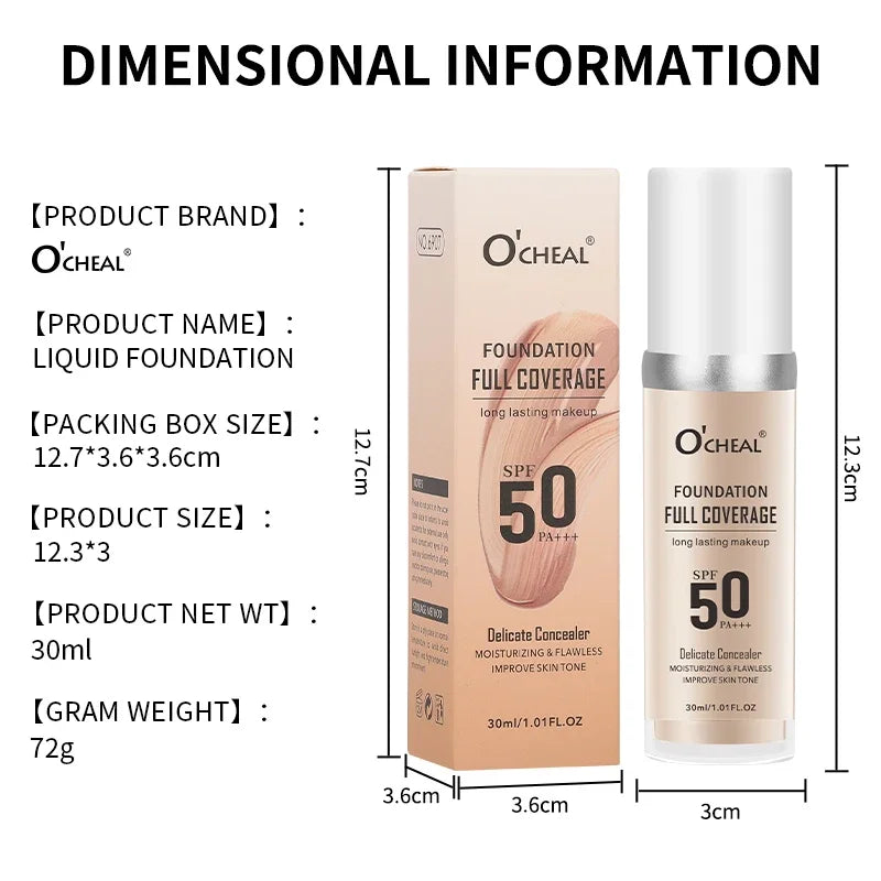 OCHEAL Color-Changing Liquid Foundation – High Coverage 30ml