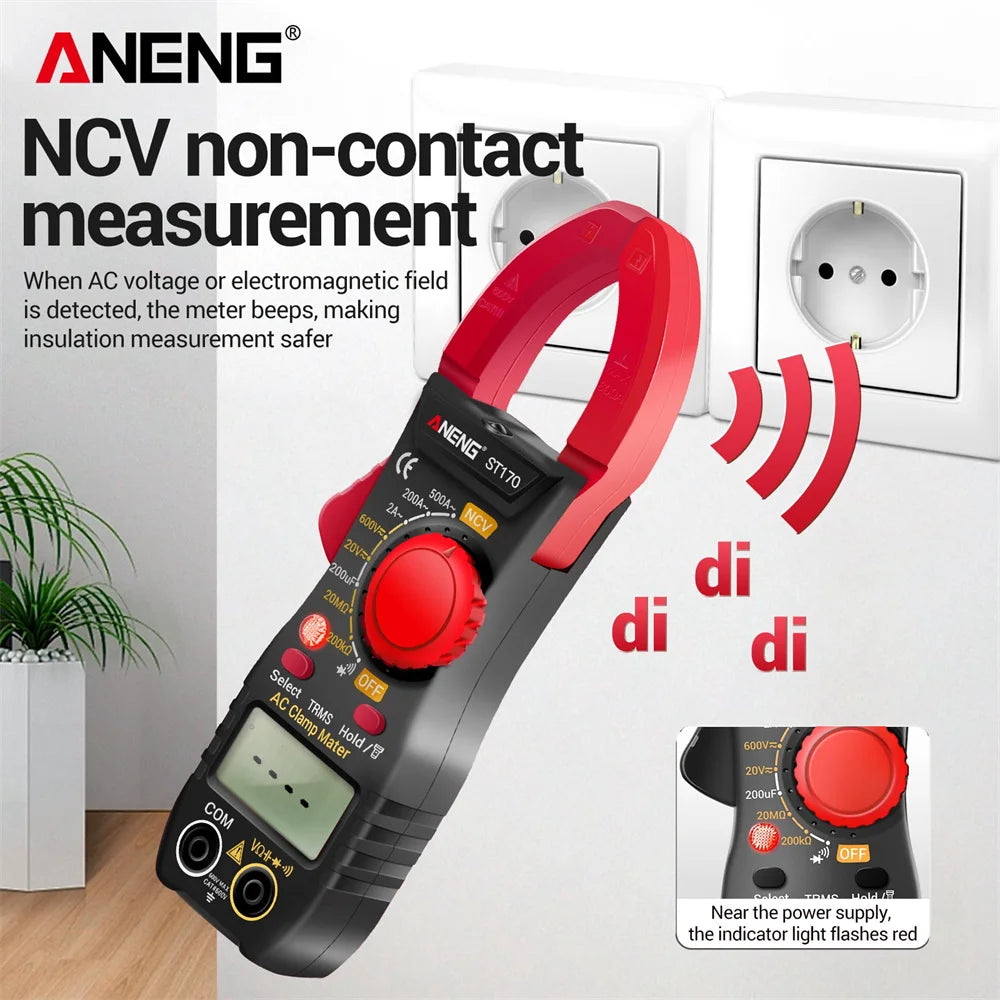 ANENG ST170 Clamp Meter Multimeter Digital Tester 1999 Counts AC/DC Voltage voltmeter Hz Capacitance NCV Ohm Diode Tester Tools Oasis Select