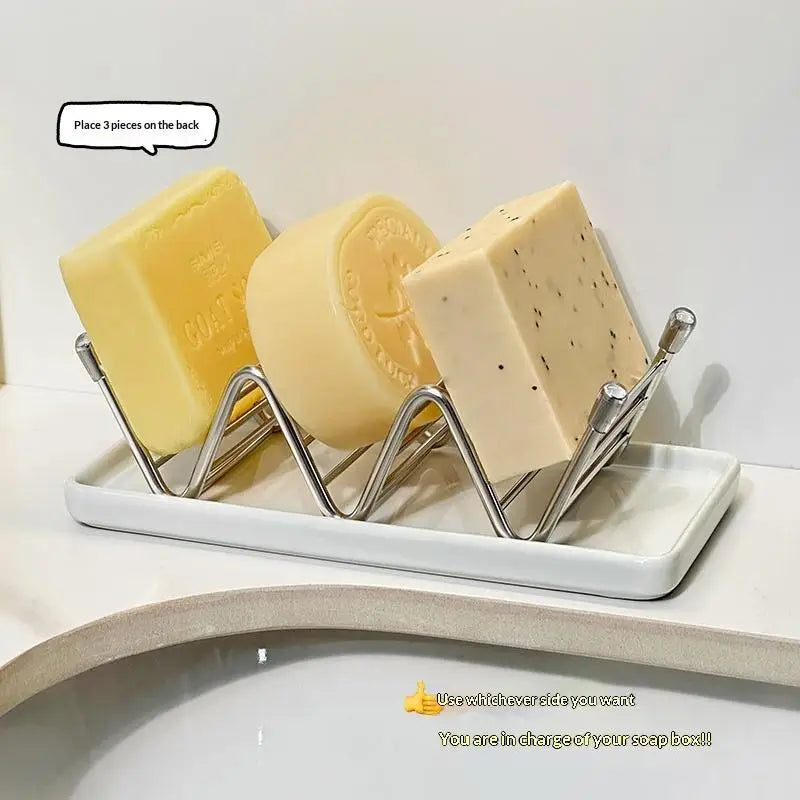 Bathroom Countertop Soap Holder Soap Storage Draining Rack & Kitchen Sponge Storage Rack Durable Easy To Clean Organizer Oasis Select