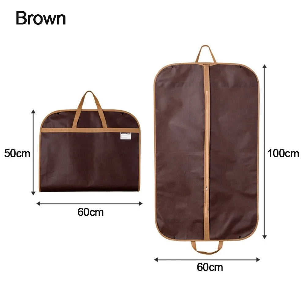 New Foldable Garment Bag Portable Non-woven Suit Storage Bag Solid Color Clothing Dustproof Cover Oasis Select Brown