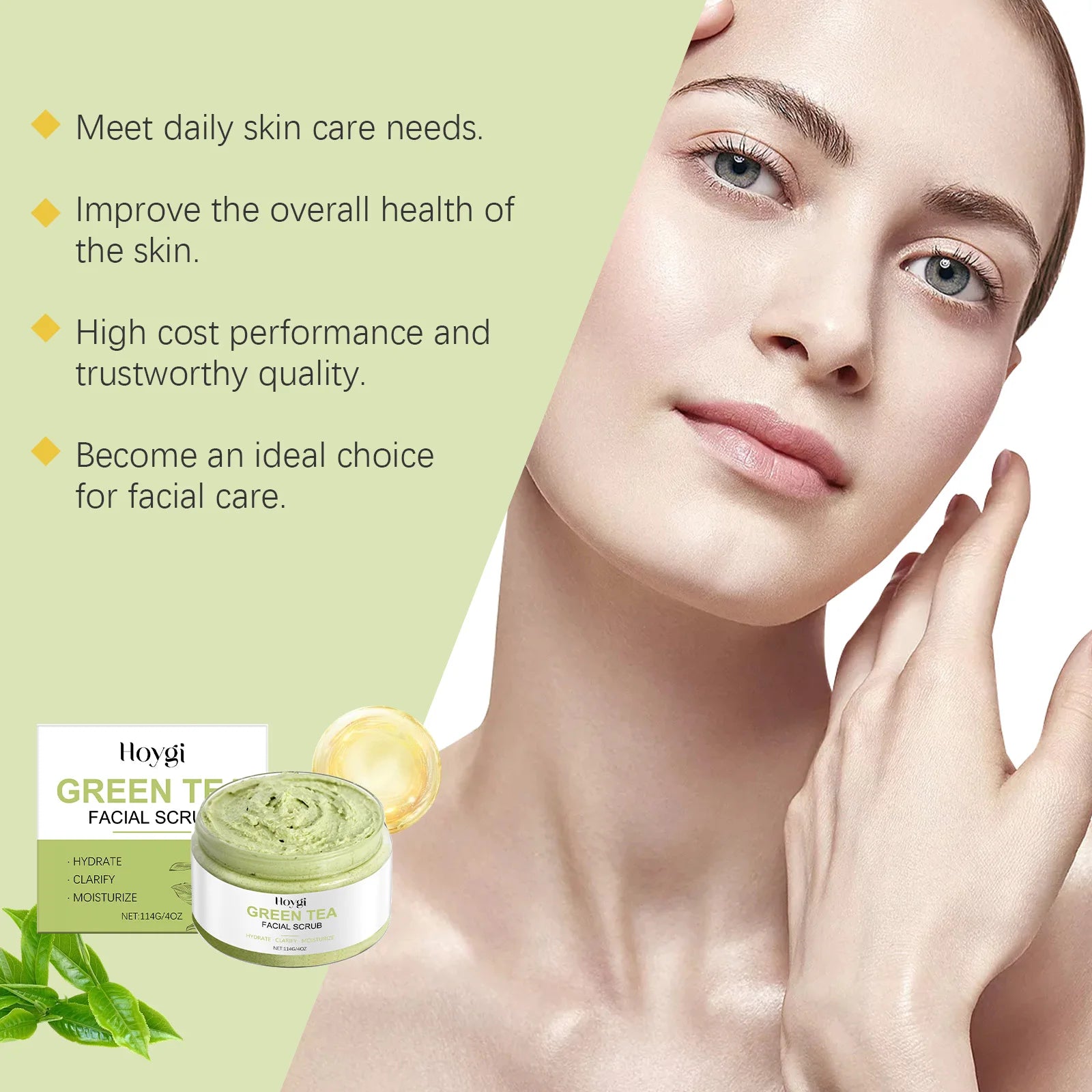 Hoygi Green Tea Facial Scrub – Pore Cleansing & Exfoliator Facial Exfoliating Scrub Oasis Select